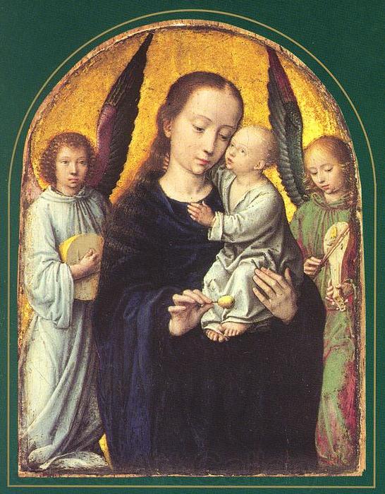 DAVID, Gerard Mary and Child with two Angels Making Music dsf Norge oil painting art